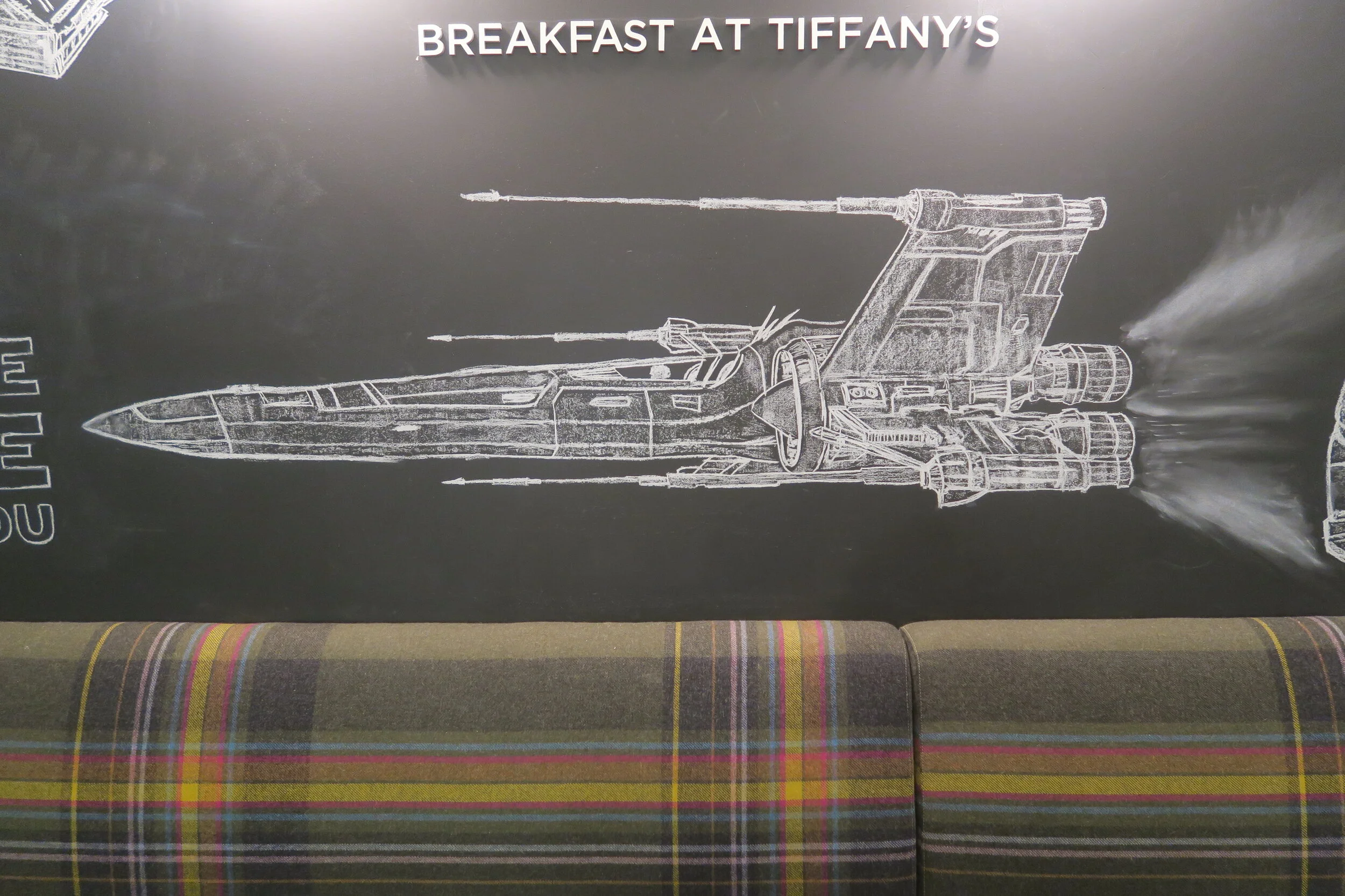 Large chalk art wall installation view
