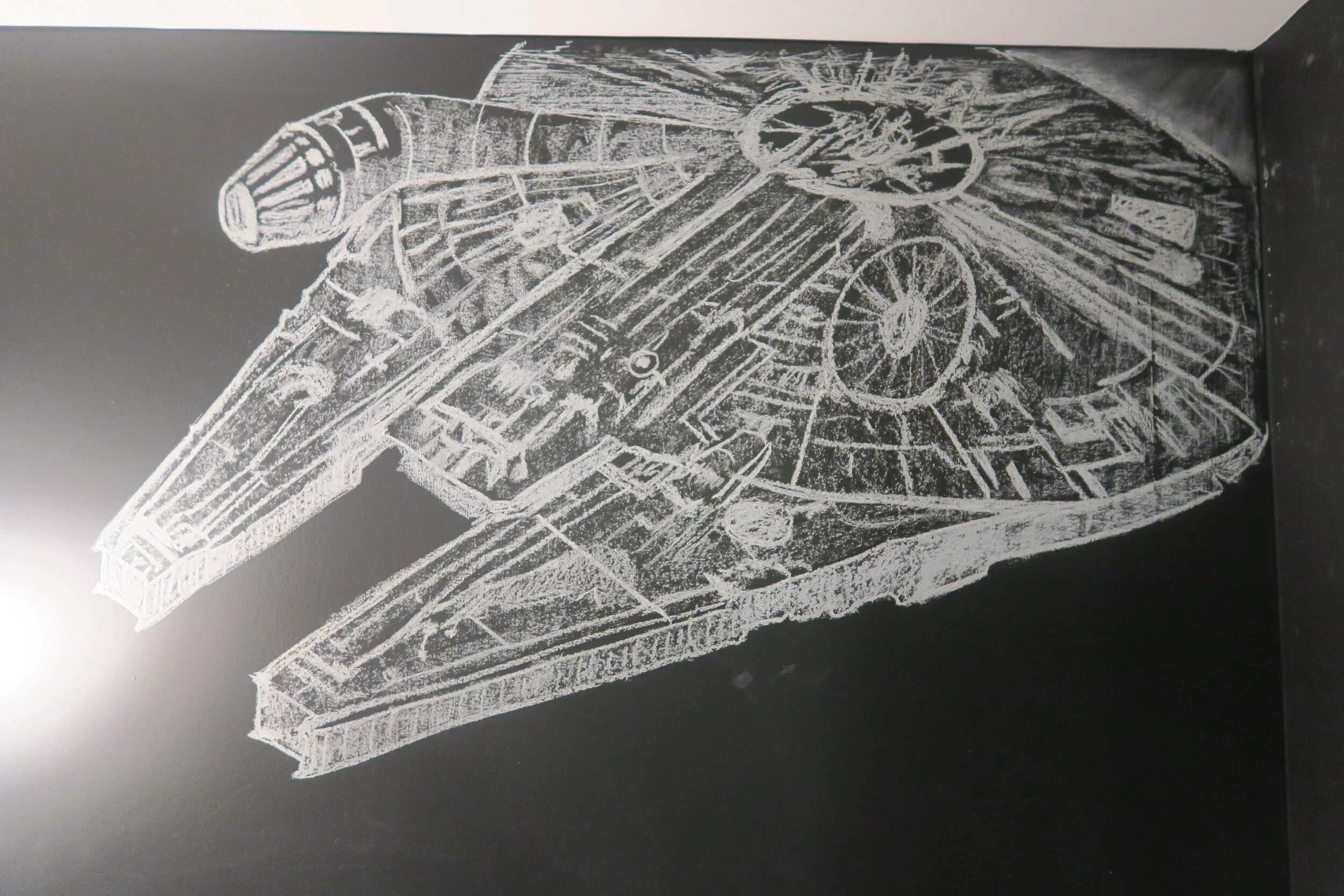 Chalk art mural detail with illustrated lettering