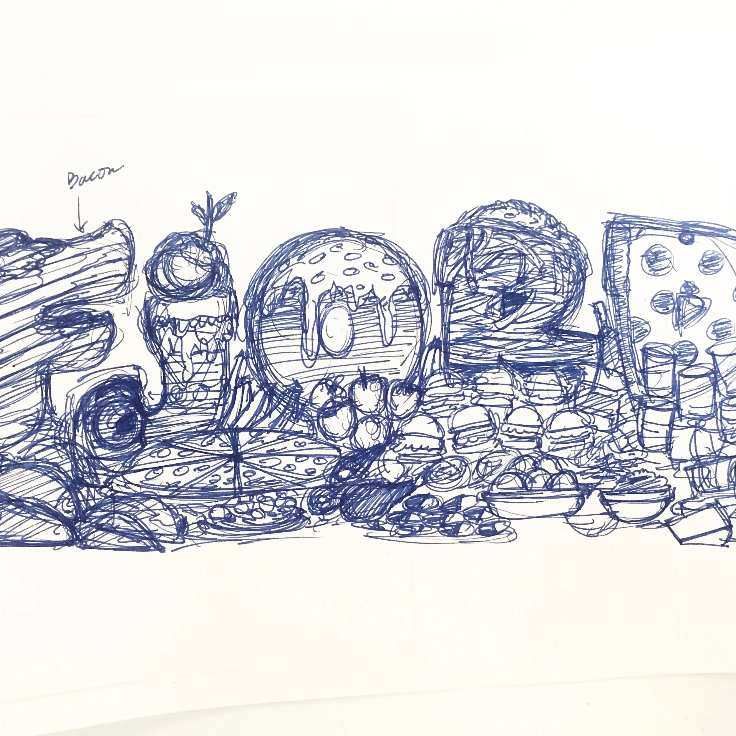 Square chalk art studio wall detail
