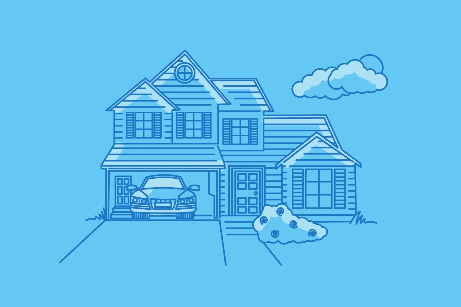 Blue family illustration created in vector style