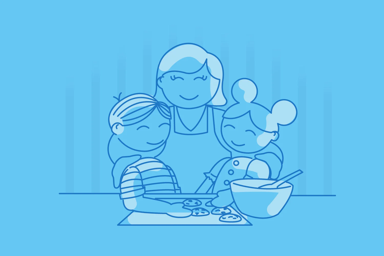 Blue lifestyle illustration created in vector style