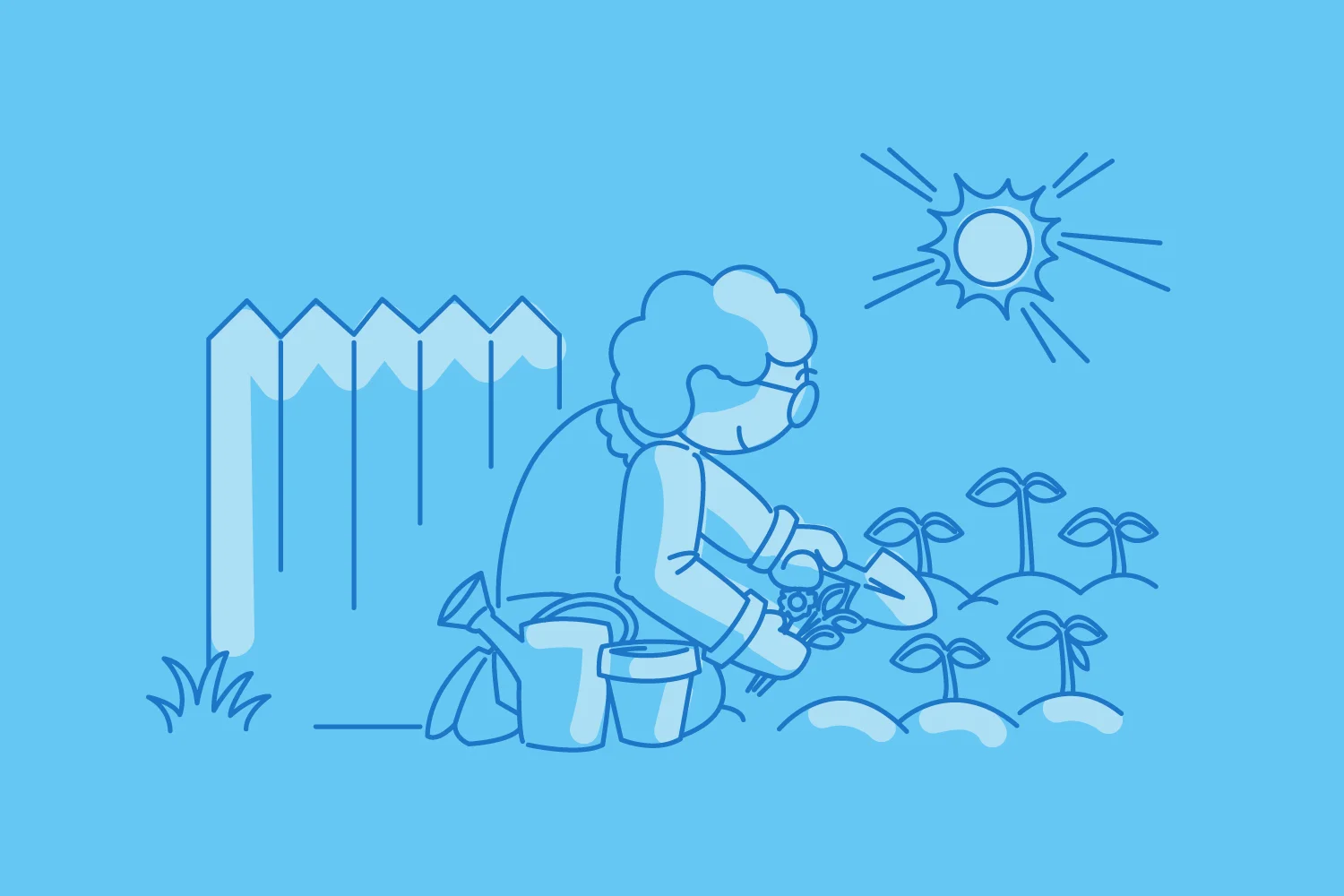 Blue home activity illustration created in vector style