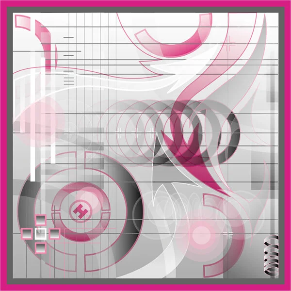 Experimental digital artwork with graphic figure and bold color composition
