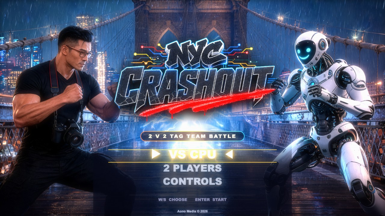 NYC Crashout fighting game title artwork with two characters facing off