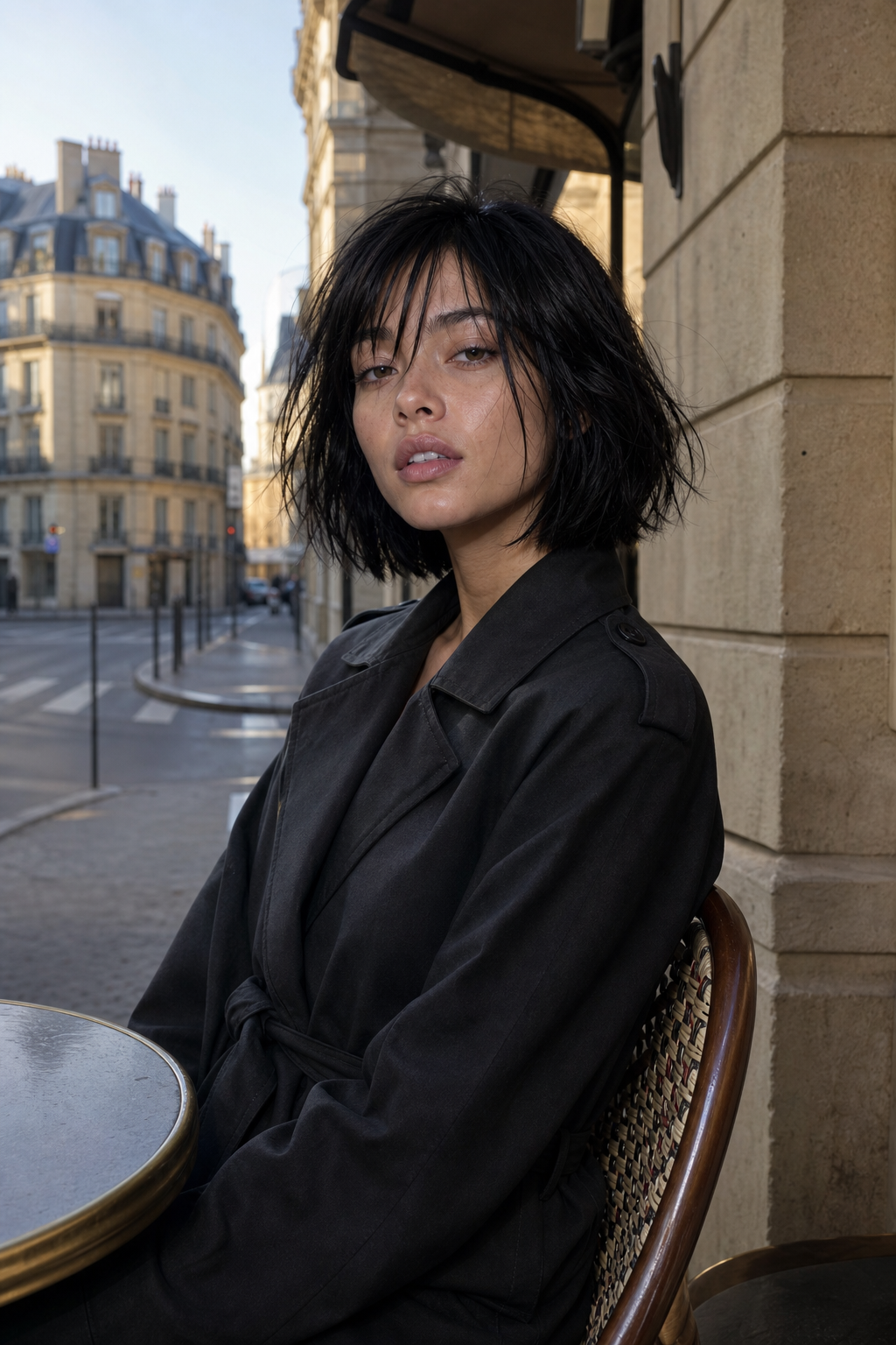 Aria at a Left Bank cafe in Paris