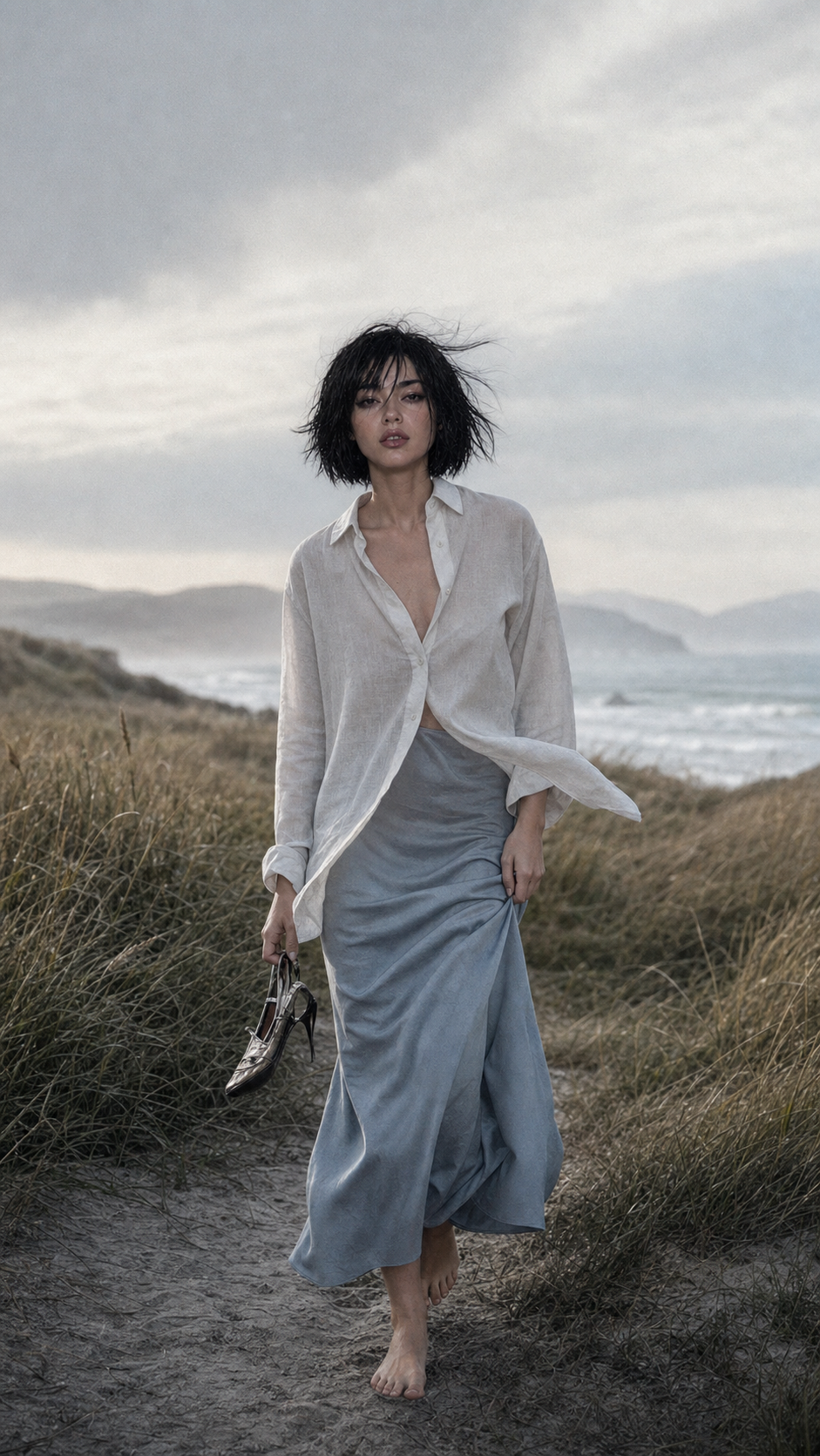 Aria walking on the coast
