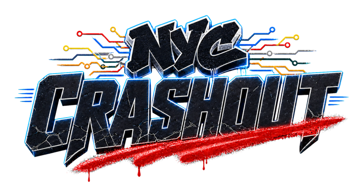 The final NYC Crashout wordmark extracted to a transparent PNG for the shipped title screen.